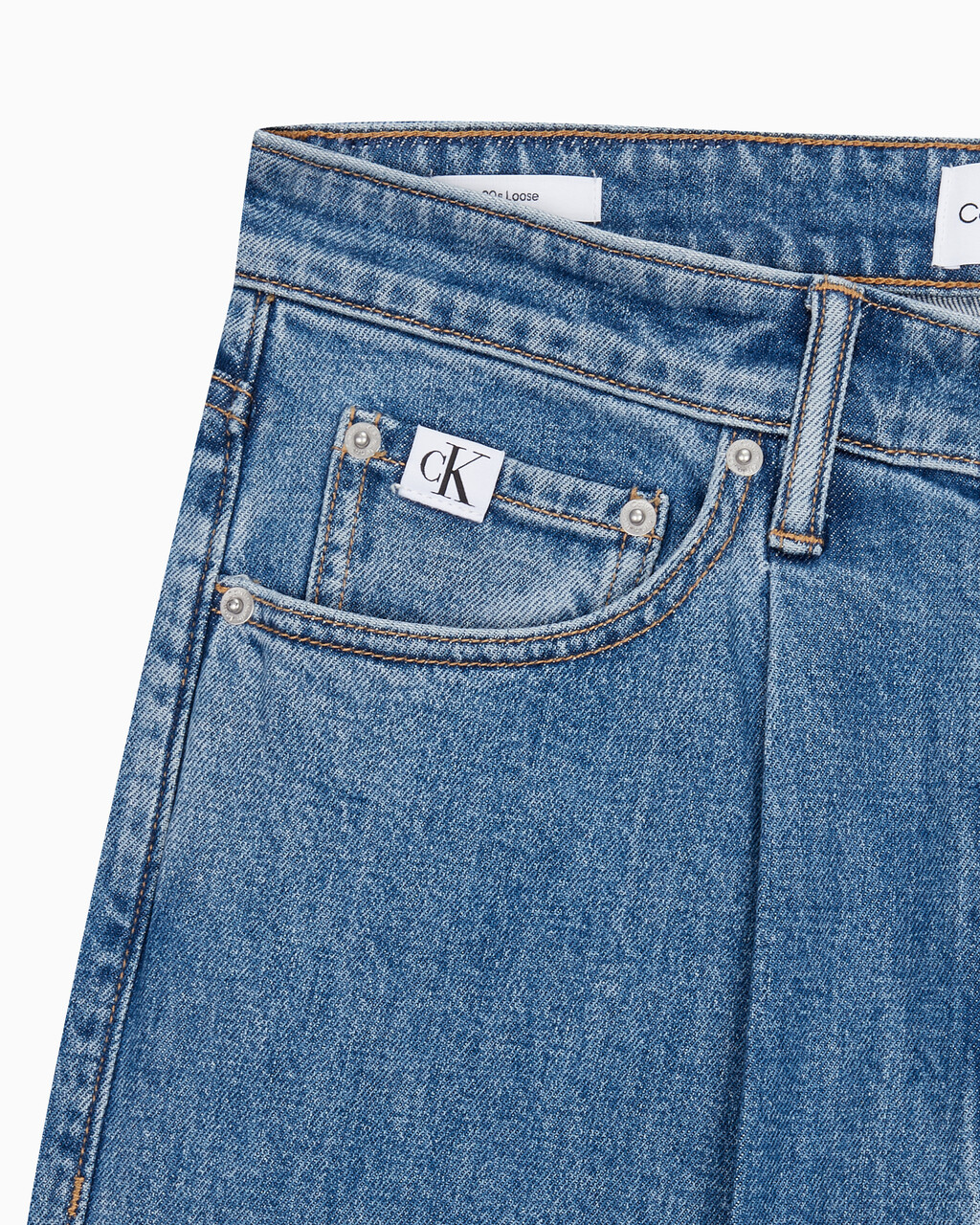 Buy 남성 90's 루즈핏 미드블루 데님 in color MID BLUE BACK EMBRO