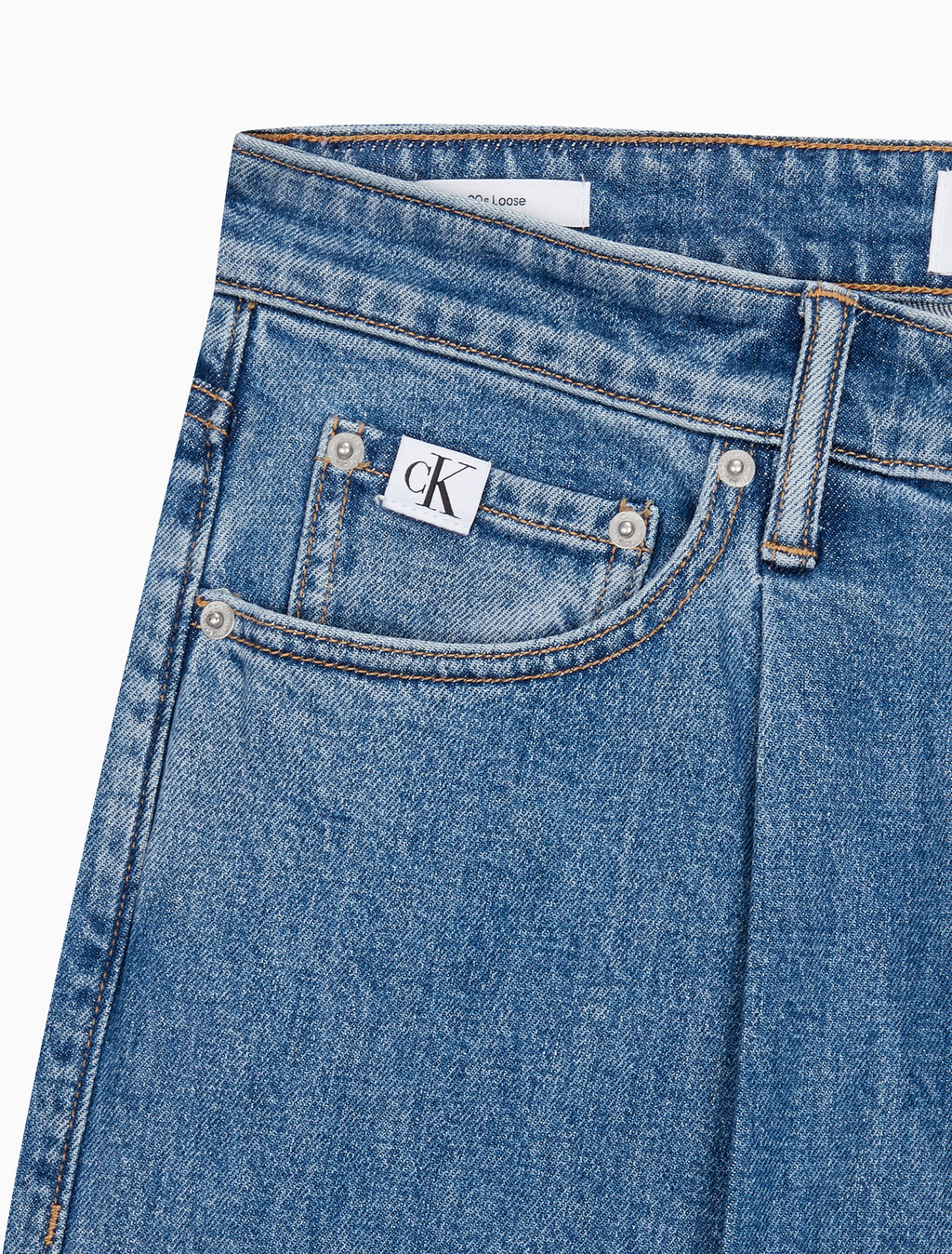 Buy 남성 90's 루즈핏 미드블루 데님 in color MID BLUE BACK EMBRO