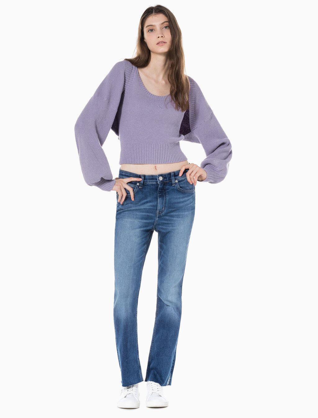 Buy 여성 하이라이즈 부츠핏 미드블루 데님 in color BLUE BLACK HANGER LOOP