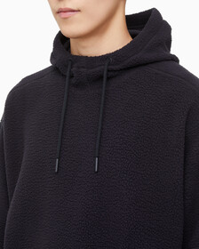 Buy 남성 릴랙스핏 쉐르파 후디 in color BLACK