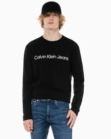 Buy 남성 레귤러핏 인스티튜셔널 긴팔 티셔츠 in color CK BLACK