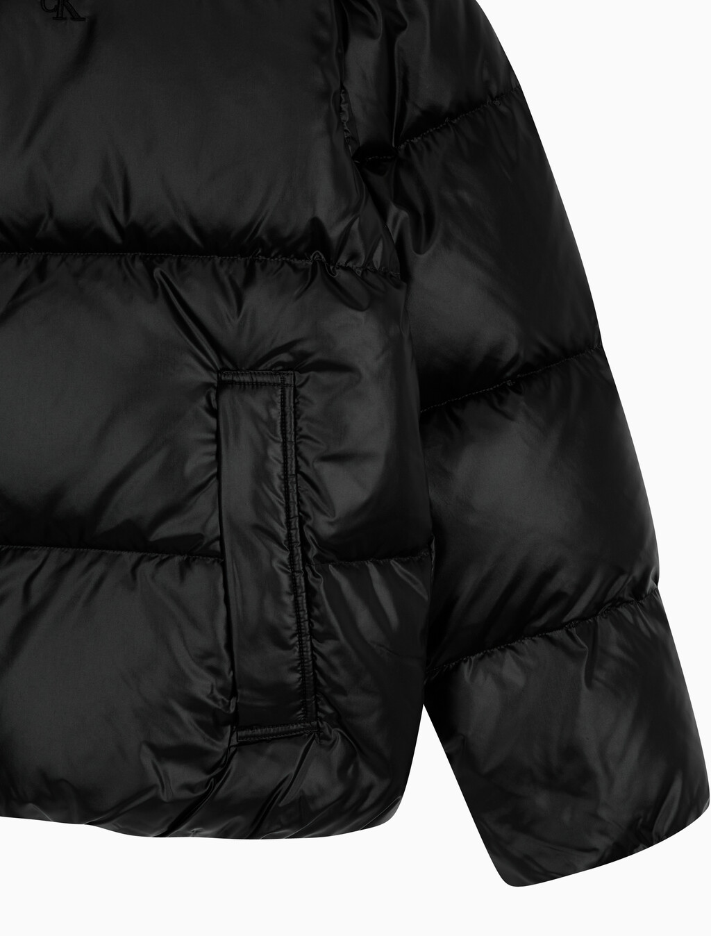 Buy 남녀공용 스탠드 카라 글로시 다운 푸퍼 자켓 in color CK BLACK