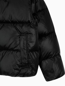 Buy 남녀공용 스탠드 카라 글로시 다운 푸퍼 자켓 in color CK BLACK