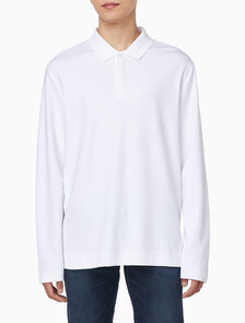 Buy 남성 를래식 핏 럭스 코튼 인터락 폴로 긴팔 티셔츠 in color BRIGHT WHITE