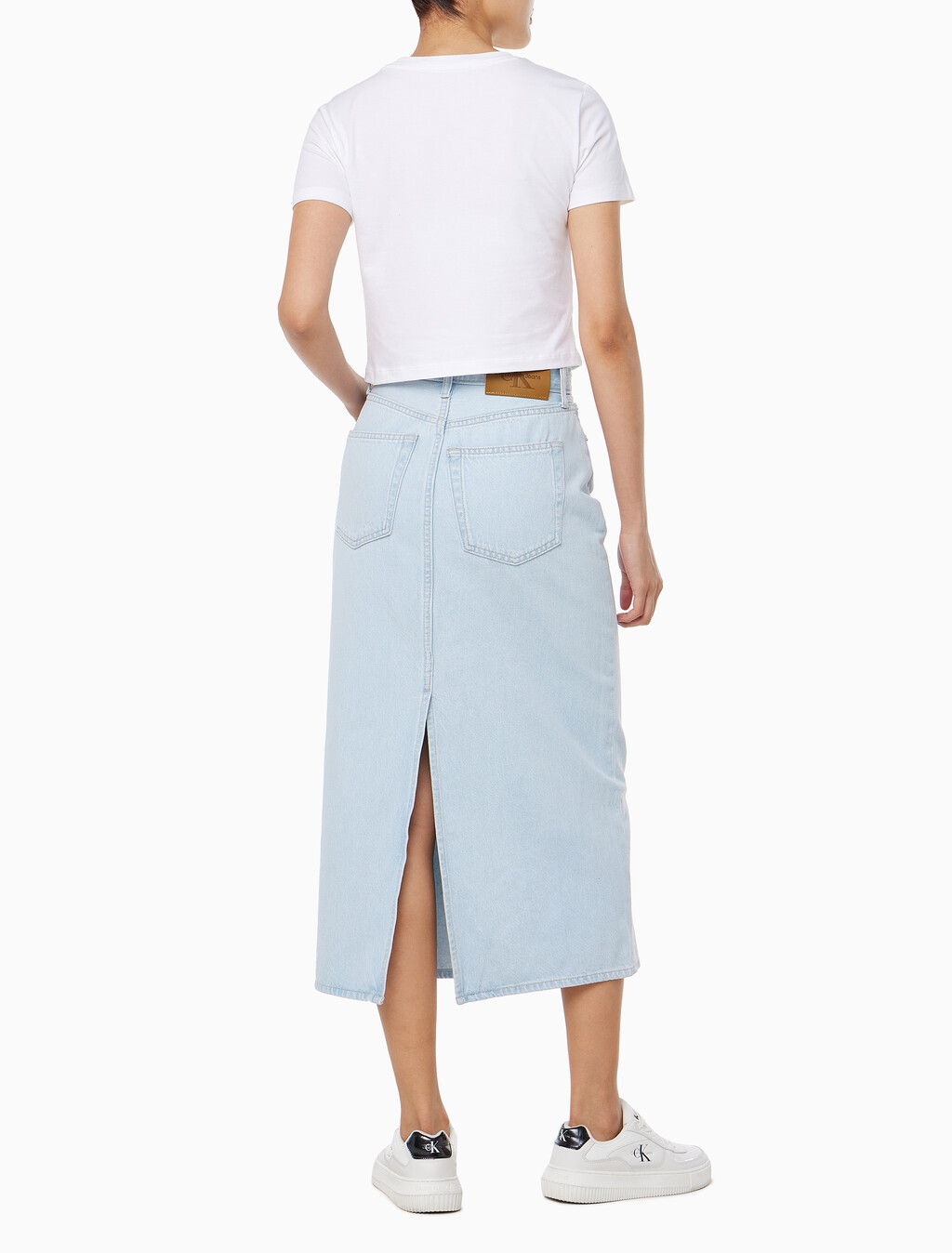 Buy 여성 블리치드 인디고 데님 맥시 스커트 in color LIGHT BLUE