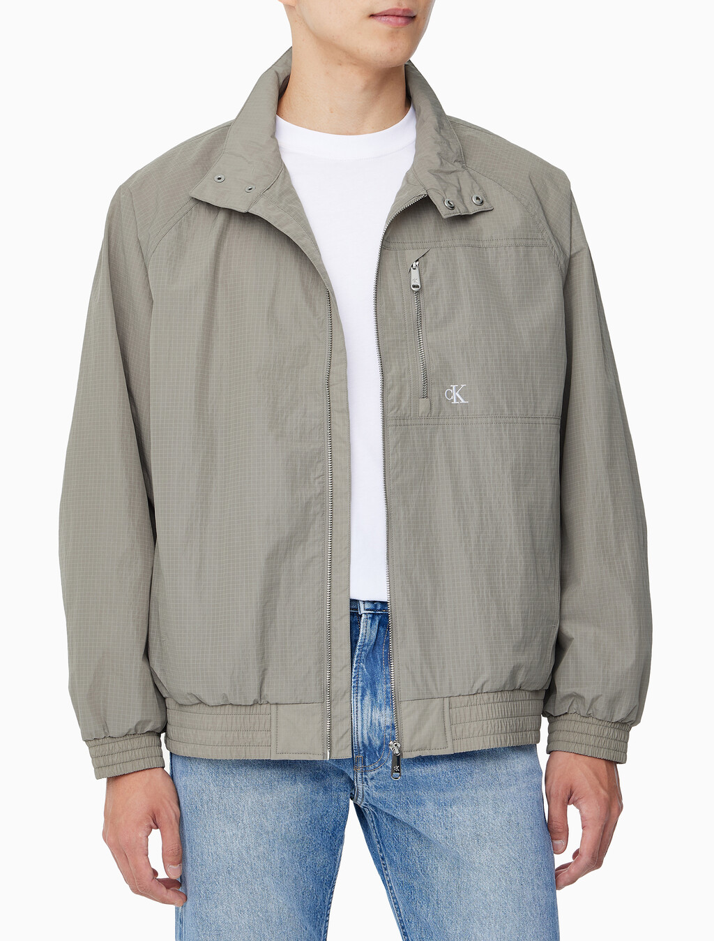 Buy 남성 스탠드 카라 윈드 브레이커 자켓 in color KHAKI BEIGE