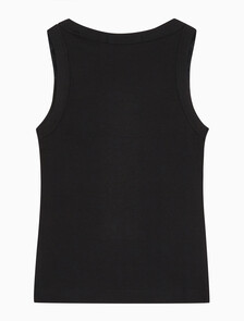 Buy 여성 우븐 라벨 립 탱크 탑 in color CK BLACK