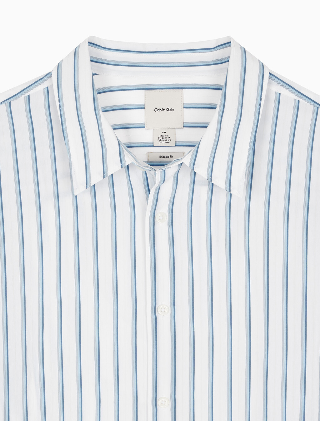 Buy 남성 릴렉스핏 비스코스 나일론 스트라이프 셔츠 in color BRILLIANT WHITE