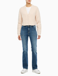 Buy 여성 크롭 케이블 가디건 in color PINK BEIGE