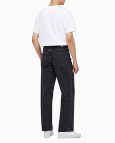 Buy 남성 뉴와이드핏 블랙 데님 in color WASHED BLACK LOGO LACE
