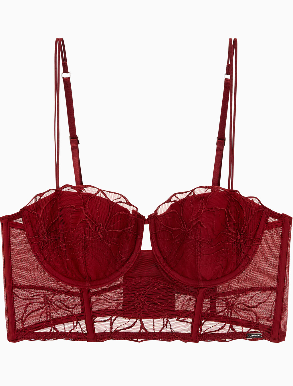 Buy 여성 CK 블랙 플로럴 레이스 AF 발코넷 in color Dark Red