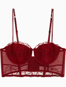 Buy 여성 CK 블랙 플로럴 레이스 AF 발코넷 in color Dark Red