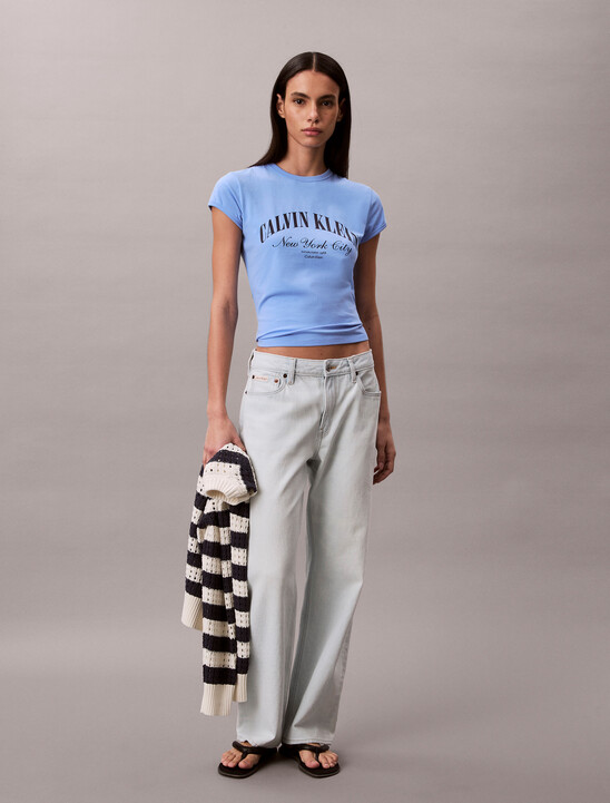 여성 그래픽 로고 베이비 티