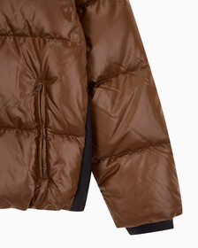 Buy 남녀공용 글로시 숏 푸퍼 in color DARK BROWN