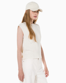 Buy 여성 캐시미어 백 디테일 탱크 in color WHITE