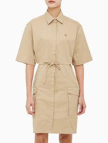 Buy 여성 아카이벌 컷아웃 셔츠 원피스 in color TRAVERTINE