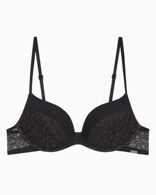 Buy 여성 CK 블랙 그래픽 레이스 AF 푸쉬업 브라 in color BLACK