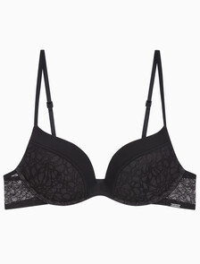 Buy 여성 CK 블랙 그래픽 레이스 AF 푸쉬업 브라 in color BLACK