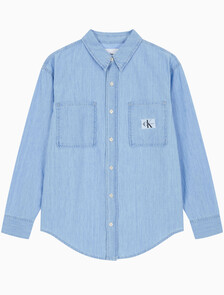 Buy 여성 오버사이즈 긴팔 데님 셔츠 in color CHALKY BLUE