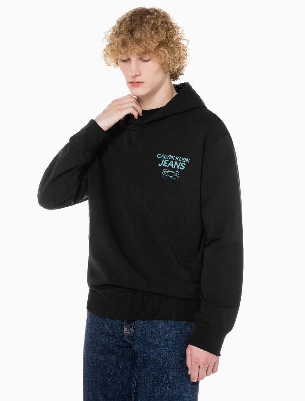 Buy 남성 퓨처 갤럭시 로고 후디 in color CK BLACK