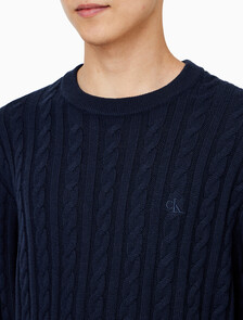 Buy 남성 케이블 크루넥 스웨터 in color NIGHT SKY