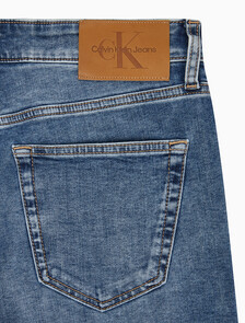 Buy 남성 어센틱 스트레이트핏 미드블루 기모 데님 in color MID BLUE BACK EMBRO