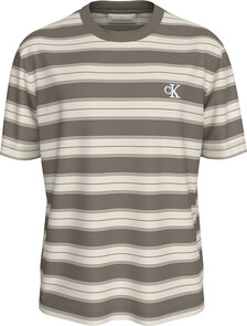 Buy 이지 저지 스트라이프 크루넥 티 in color Kaki