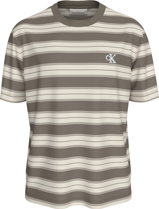 이지 저지 스트라이프 크루넥 티