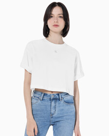 Buy 여성 그래픽 크롭 반팔 티셔츠 in color BRIGHT WHITE