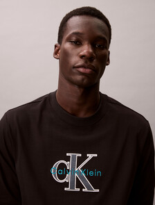 Buy 남성 16S 져지 트라이컬러 모노로고 티 in color BLACK