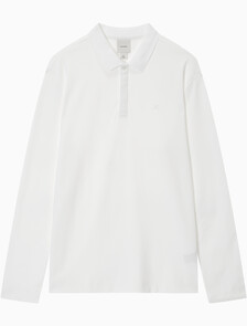 Buy 남성 를래식 핏 럭스 코튼 인터락 폴로 긴팔 티셔츠 in color BRIGHT WHITE