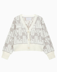 Buy 여성 투웨이 브이넥 AOP 크롭 가디건 in color GREY