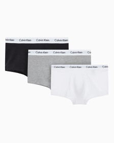 Buy 남성 코튼 스트레치 3PK 로우 라이즈 트렁크 in color 1 BLACK / 1 WHITE / 1 GREY HEATHER