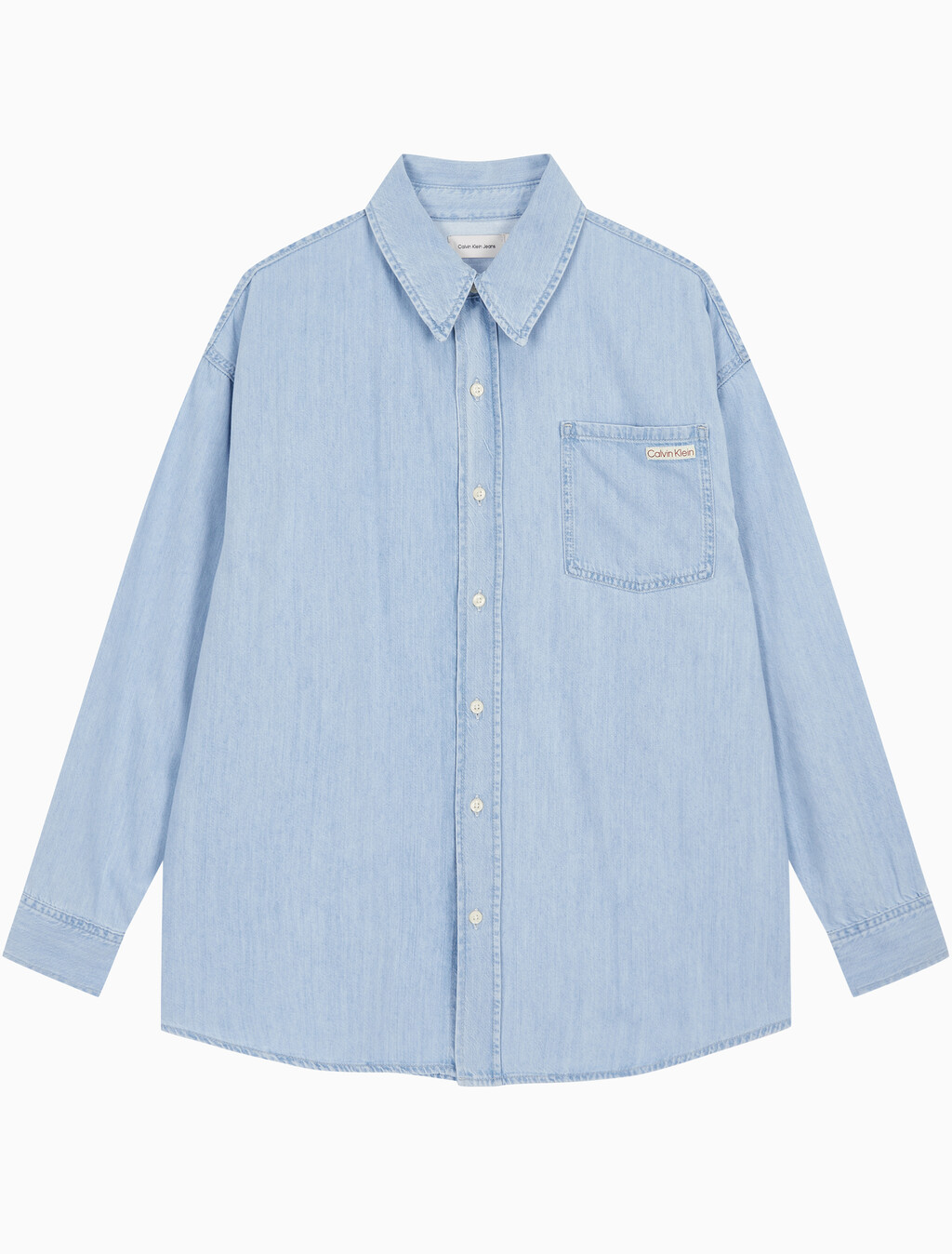 Buy 여성 오버사이즈 롱슬리브 데님 셔츠 in color CHALKY BLUE