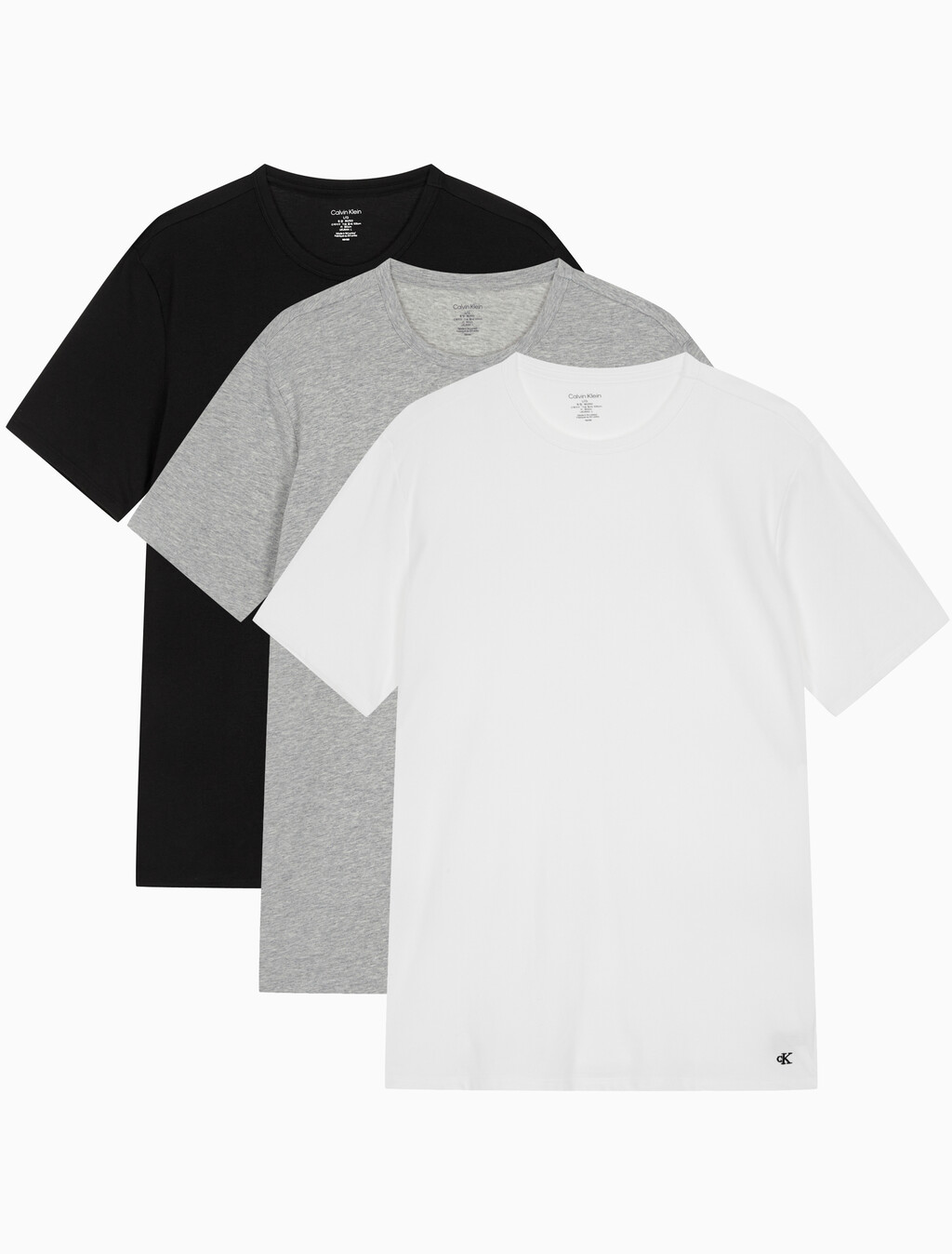 Buy 남성 코튼 스트레치 3PK 반팔 크루넥 in color BLACK/WHITE/GREY HEATHER