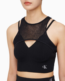 Buy 여성 플레이온 레이어 니트 탱크 in color CK BLACK