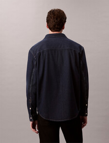 Buy 남성 90s 레귤러 핏 스카보로워시 긴팔 데님 셔츠 in color Blue