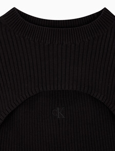 Buy 여성 3 IN 1 립 반팔 스웨터 in color CK BLACK