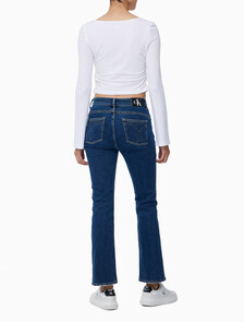 Buy 여성 텍스쳐 게더 베이비 롱슬리브 티 in color BRIGHT WHITE