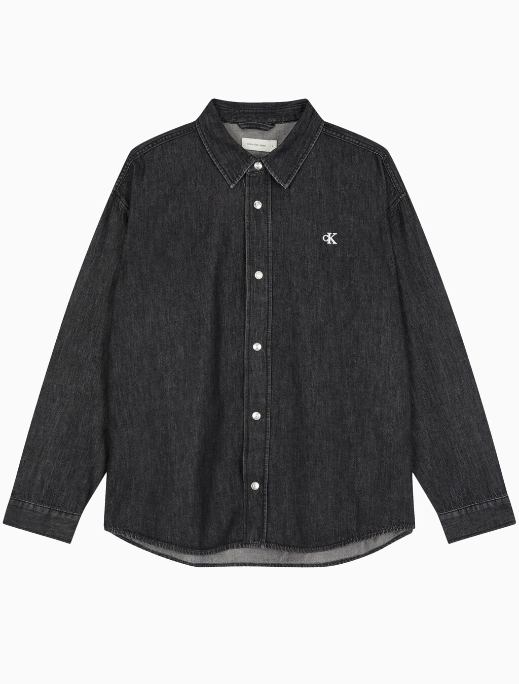 Buy 남성 릴렉스핏 데님 셔츠 in color WASHED BLACK LOGO LACE