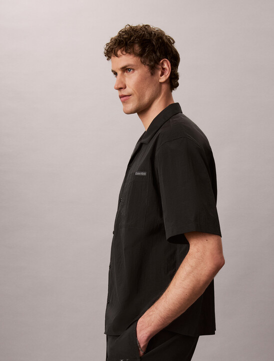 나일론 릴렉스 캠프 카라 숏슬리브 셔츠