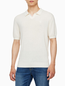 Buy 남성 CK 로고 폴로 반팔 스웨터 in color WHITE