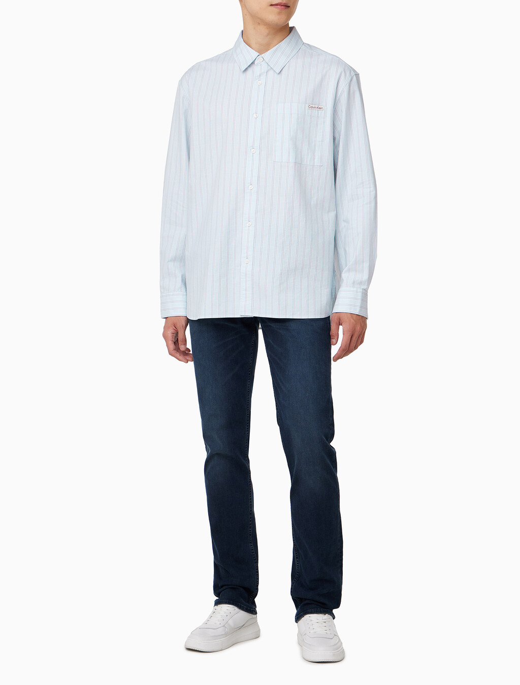 Buy 남성 릴렉스핏 옥스포드 스트라이프 셔츠 in color LIGHT BLUE