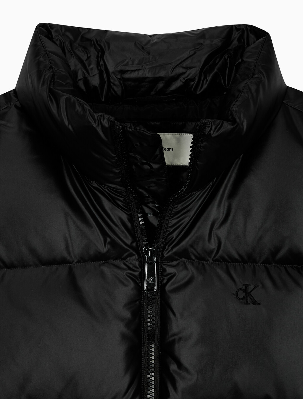 Buy 남녀공용 스탠드 카라 글로시 다운 푸퍼 자켓 in color CK BLACK