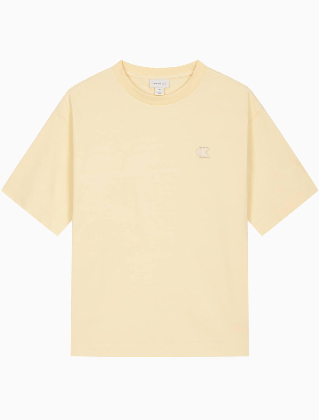 Buy 남성 릴렉스핏 탑스티치 패치 로고 반팔 티셔츠 in color SUNLIGHT