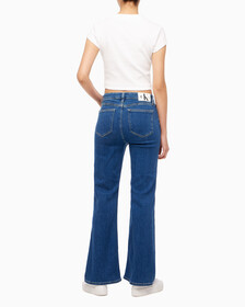 Buy 여성 플레어 핏  미드블루  데님 in color MID BLUE BACK EMBRO