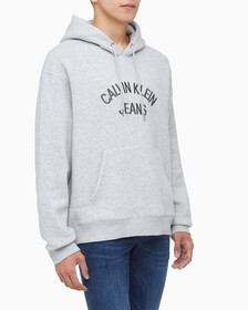 Buy 남녀공용 커브드로고 후디 in color LIGHT GREY HEATHER