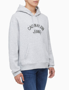 Buy 남녀공용 커브드로고 후디 in color LIGHT GREY HEATHER