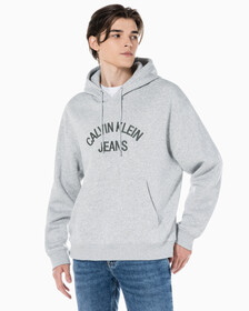 Buy 남녀공용 커브드로고 후디 in color LIGHT GREY HEATHER