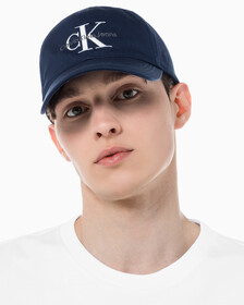 Buy 남녀공용 CKJ 모노그램 엠브로이더리 캡 in color TWILIGHT NAVY